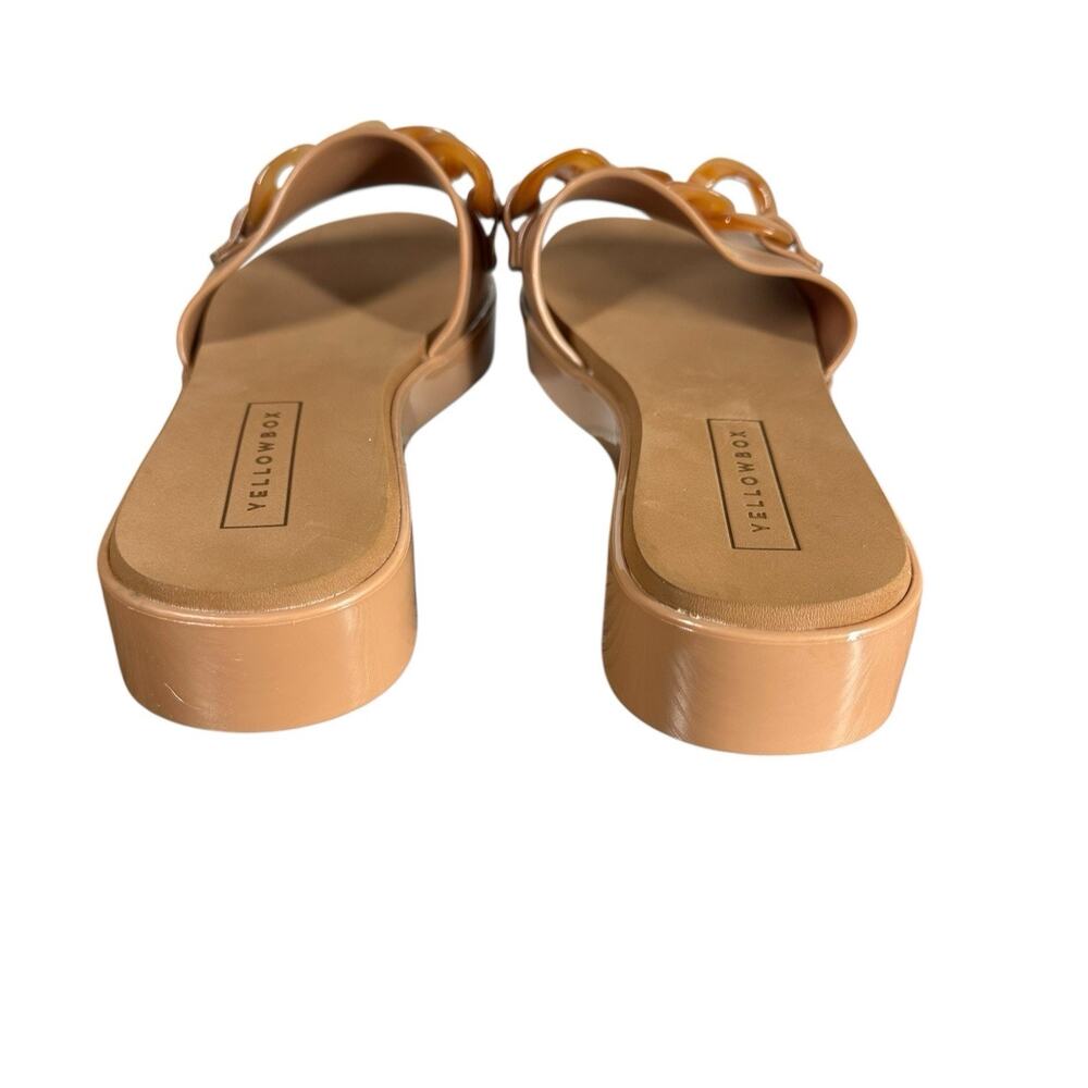 Yellow Box Aulani Jelly Slides Sandals Womens 7 Nude Almond Tan Resin Chain - Picture 10 of 12